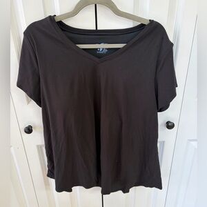 Shebird Vera V Neck Short Sleeve Bra Tee Womens 7 XL Black Soft Modal